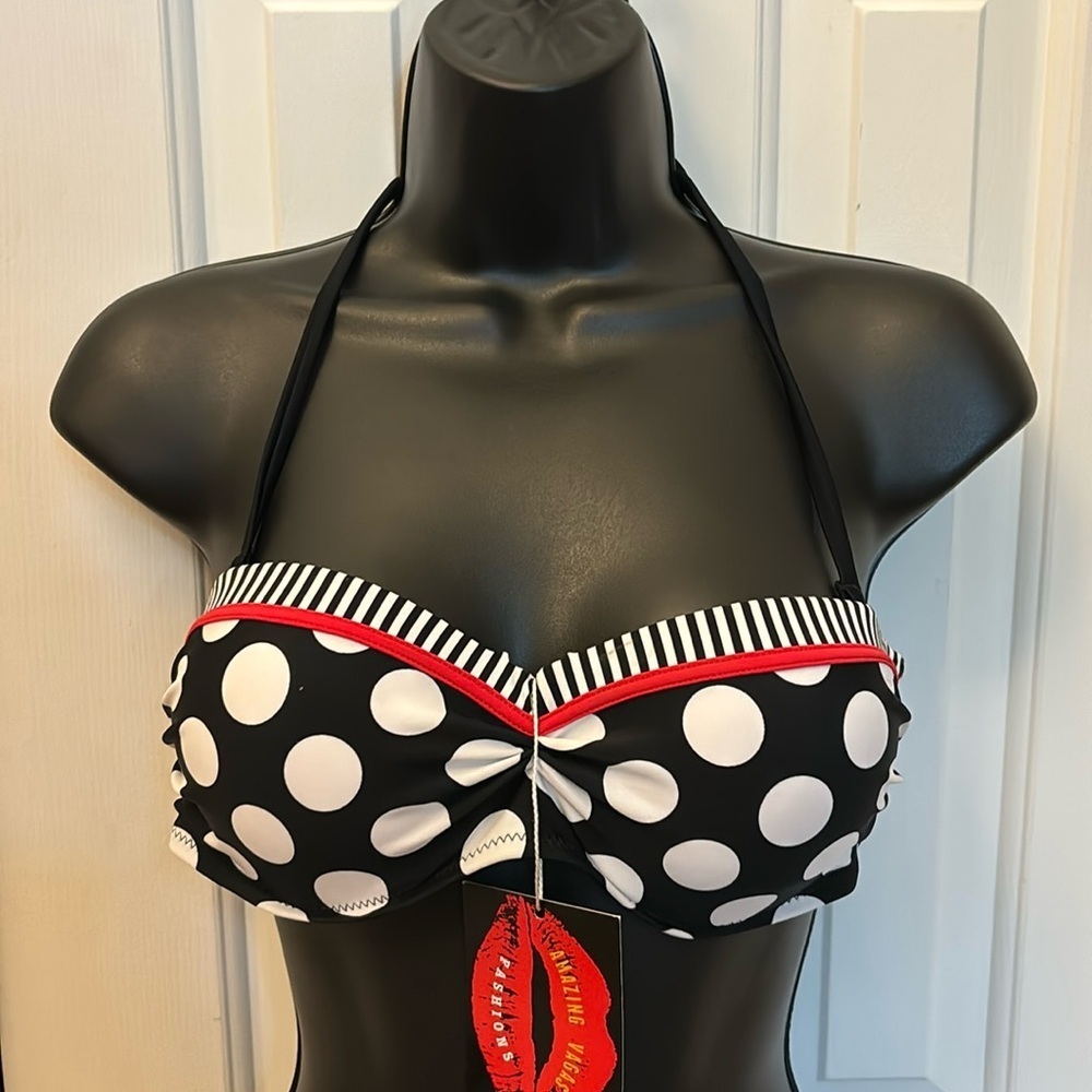 Amazing Vegas Fashions Bikini Top Polka Dot Women Size Medium